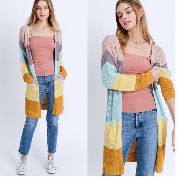 lane tree Sweaters - Lane Tree Pink Color Block Sweater